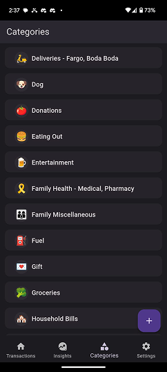 myPesa Categories Screen