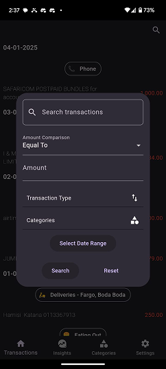 myPesa Search Screen